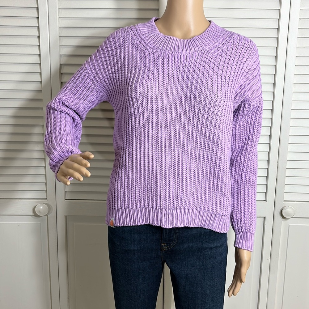 SHXT That I Knit Pima Cotton Ribbed Crewneck Sweater Small